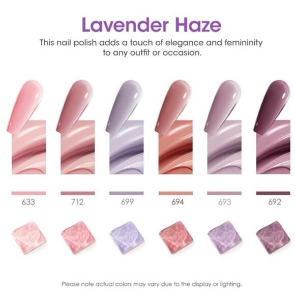 Gellen Gel Nail Polish Set 6 Colors Lavender Haze Collection Soak-Off UV/LED - Picture 3 of 10